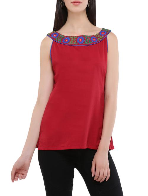 kaanchie nanggia red cotton regular top - 13901121 - Very Small Image - 1