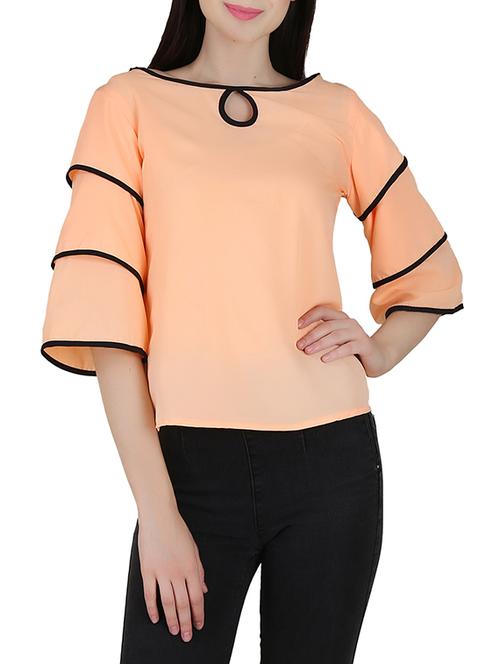 solid orange polycrepe top - 13902009 - Very Small Image - 1