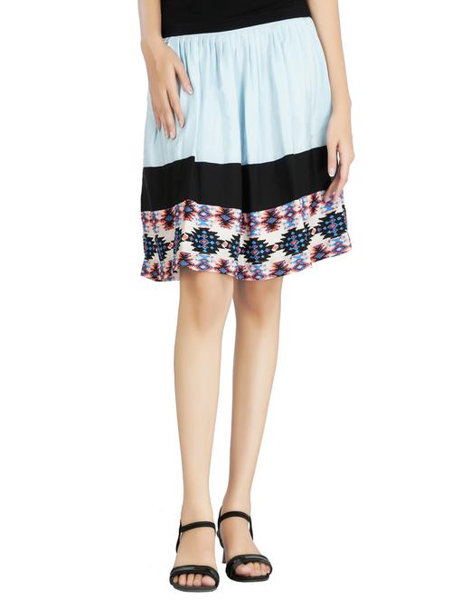 light blue printed crepe pleated skirt - 13902210 - Very Small Image - 1