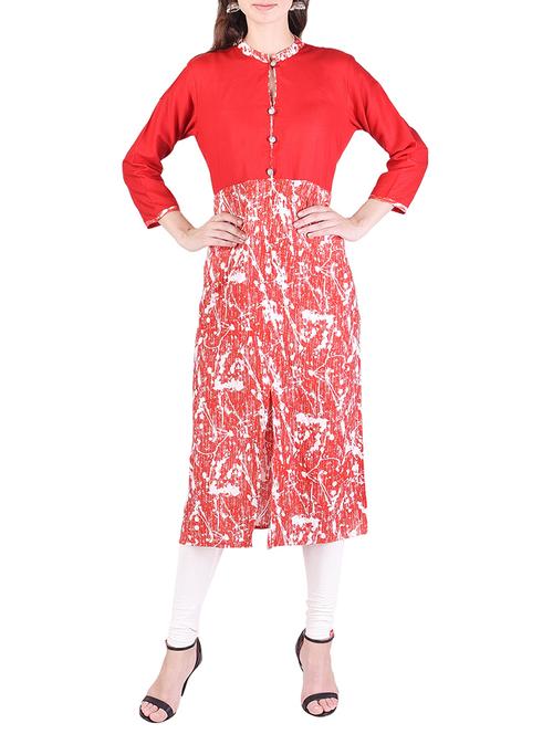 red rayon straight kurta - 13902796 - Very Small Image - 1