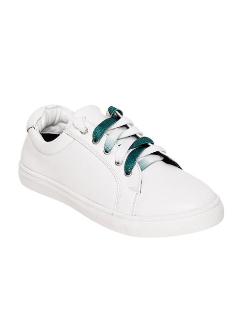 white faux leather laceup sneakers - 13903260 - Very Small Image - 1