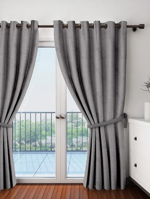 cortina grey polyester single pc door curtain - 13904022 - Very Small Image - 1