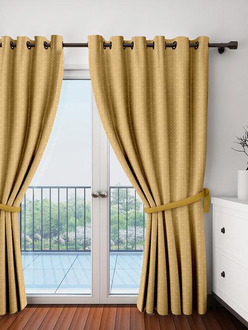 cortina beige polyester single pc door curtain - 13904023 - Very Small Image - 1