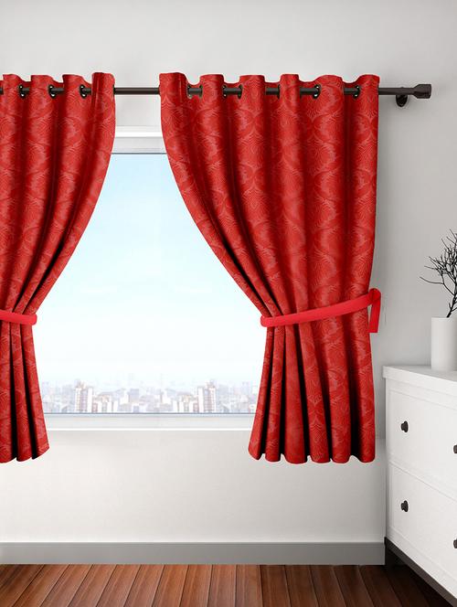 cortina red polyester single pc window curtain - 13904034 - Very Small Image - 1