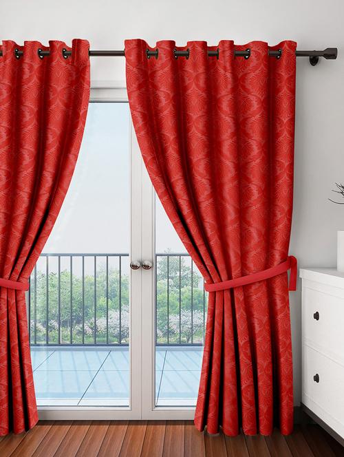 cortina red polyester single pc long door curtain - 13904041 - Very Small Image - 1