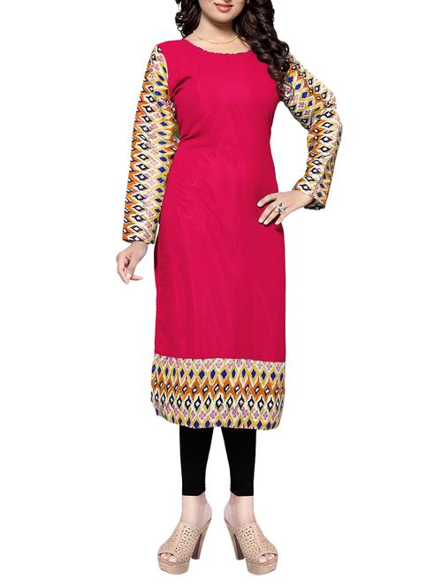pink georgette straight kurta - 13904134 - Very Small Image - 1