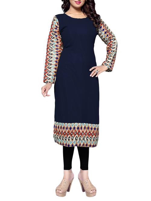 blue georgette straight kurta - 13904135 - Very Small Image - 1