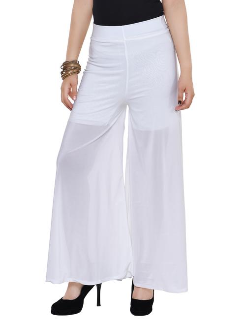 white viscose palazzos - 13904390 - Very Small Image - 1