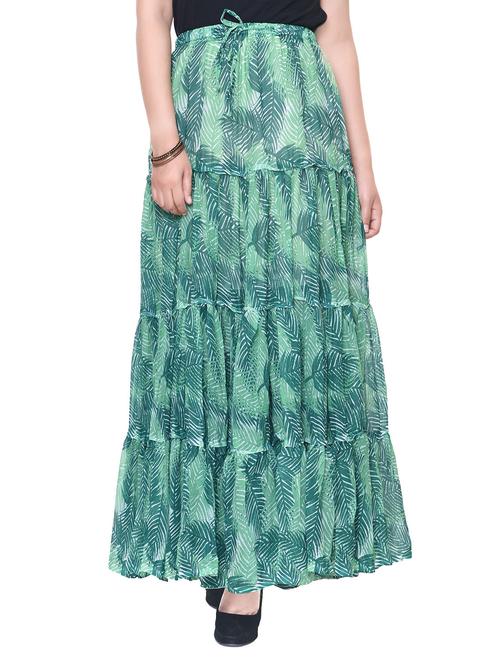 green printed cotton maxi skirt - 13904424 - Very Small Image - 1