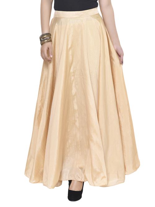 beige silk blend flared skirt - 13904442 - Very Small Image - 1