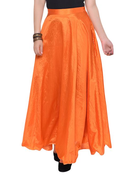orange silk blend flared skirt - 13904460 - Very Small Image - 1