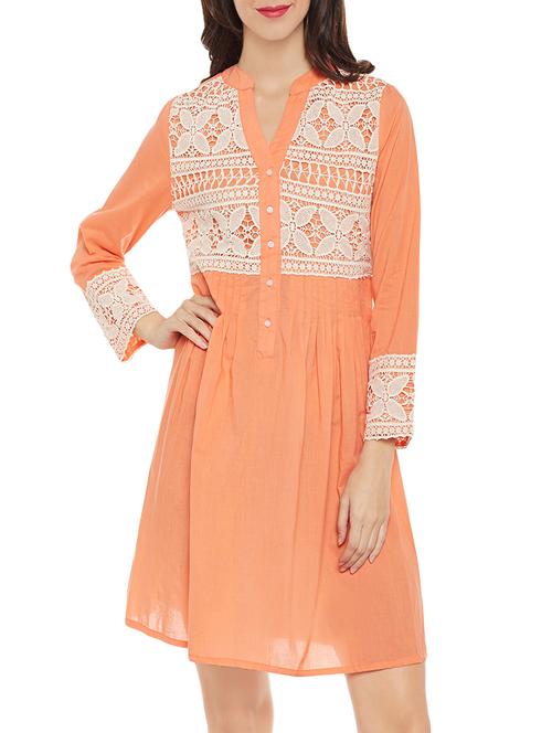 orange cotton a-line dress - 13905891 - Very Small Image - 1