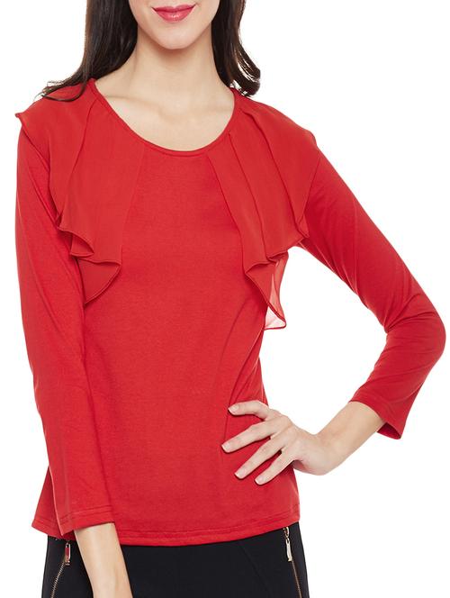 solid red cotton ruffle top - 13905898 - Very Small Image - 1