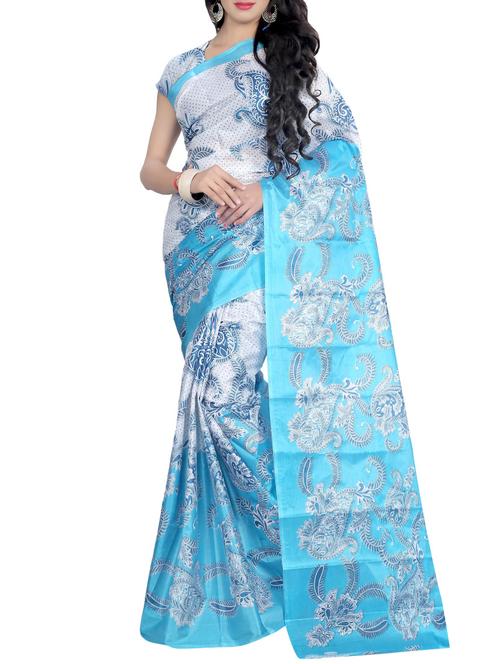 women's paisley light blue colored saree - 13907131 - Very Small Image - 1