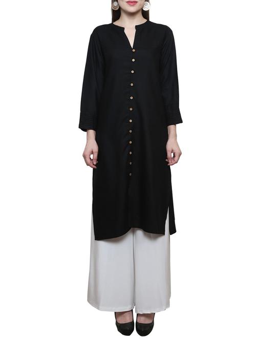 black rayon straight kurta - 13908184 - Very Small Image - 1