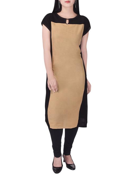 beige cotton straight kurta - 13908584 - Very Small Image - 1