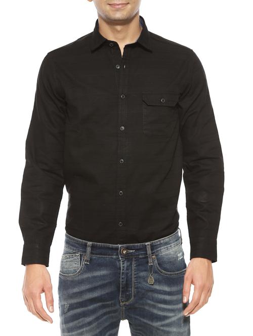 black cotton casual shirt - 13910043 - Very Small Image - 1