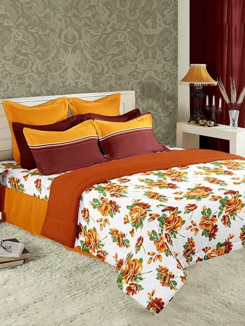 bianca 100% mercerized cotton floral print double bedsheet with 2 pillow covers. - 13916301 - Very Small Image - 1