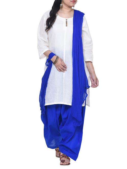blue cotton salwar with dupatta set - 13916610 - Very Small Image - 1