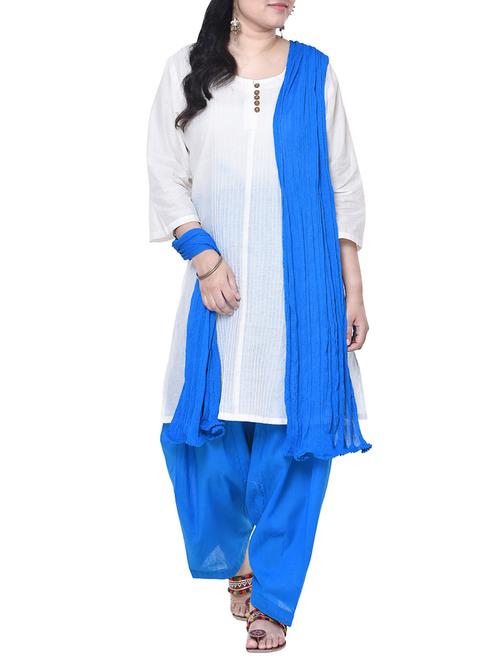 blue cotton salwar with dupatta set - 13916614 - Very Small Image - 1