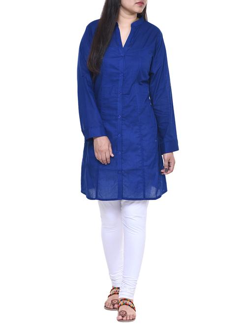 blue cotton straight kurta - 13916660 - Very Small Image - 1