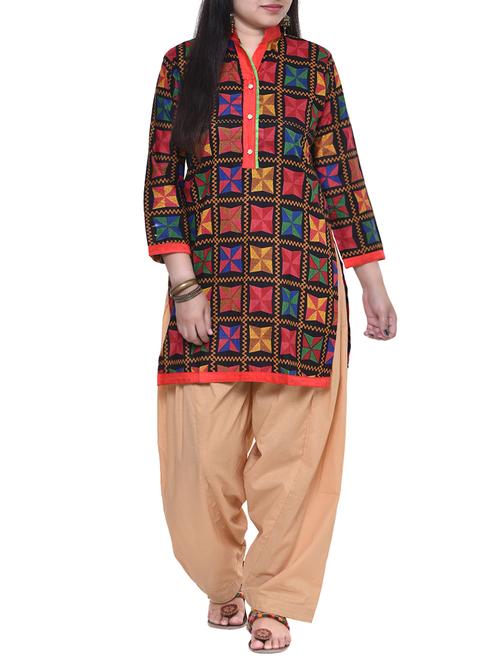 multi colored cotton straight kurta - 13916663 - Very Small Image - 1