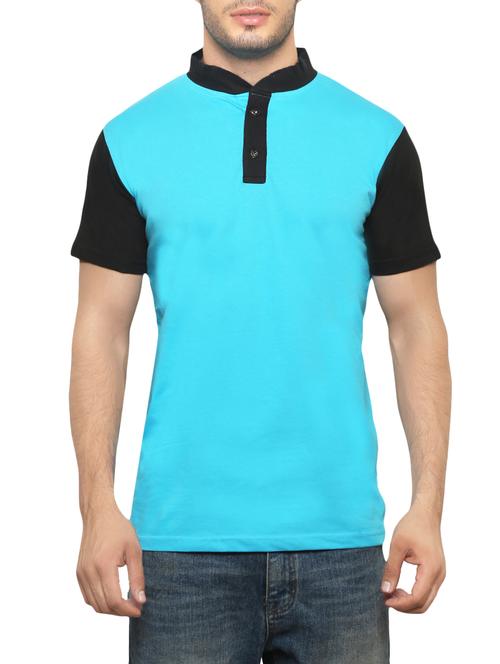 turquoise cotton color block t-shirt - 13917048 - Very Small Image - 1