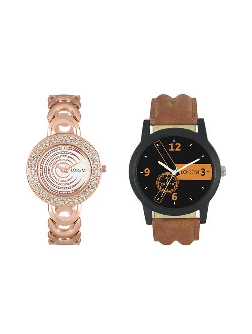 lorem round dial analog watch combo - 13917145 - Very Small Image - 1