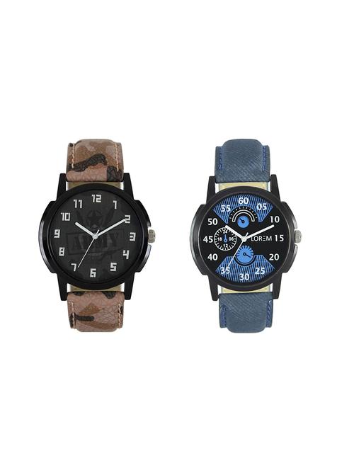 lorem leatherette strap analog watch combo - 13917152 - Very Small Image - 1