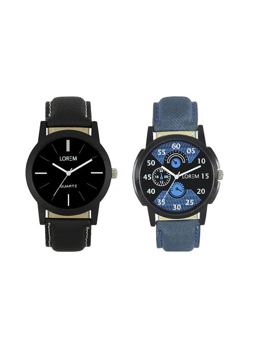 lorem leatherette strap analog watch combo - 13917154 - Very Small Image - 1