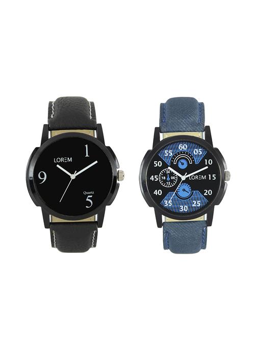 lorem leatherette strap analog watch combo - 13917155 - Very Small Image - 1