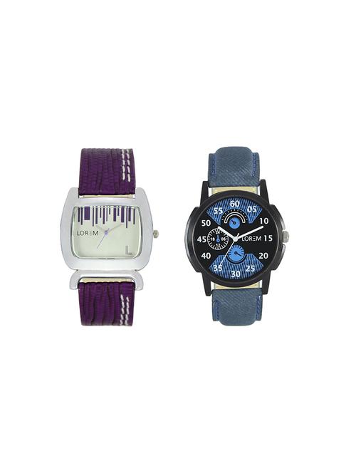 lorem leatherette strap analog watch combo - 13917164 - Very Small Image - 1