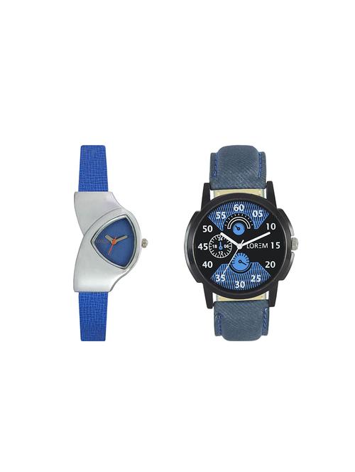 lorem leatherette strap analog watch combo - 13917165 - Very Small Image - 1