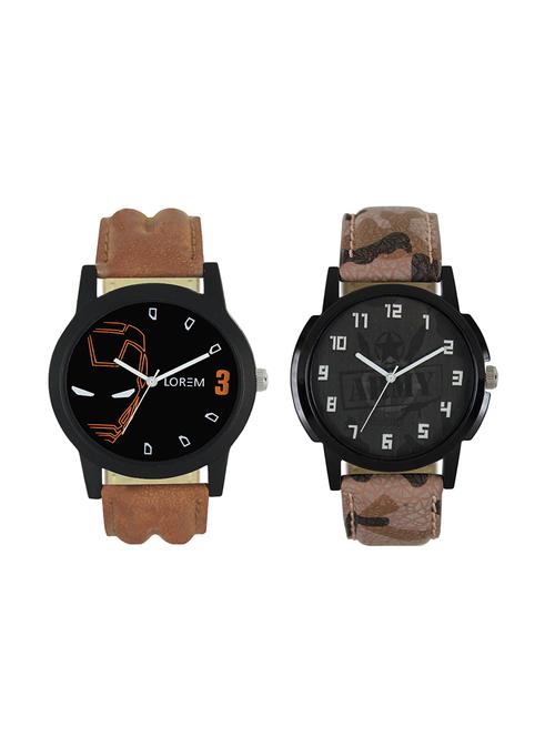 lorem leatherette strap analog watch combo - 13917166 - Very Small Image - 1