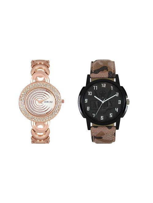lorem leatherette strap analog watch combo - 13917172 - Very Small Image - 1