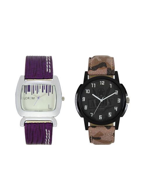 lorem leatherette strap analog watch combo - 13917177 - Very Small Image - 1
