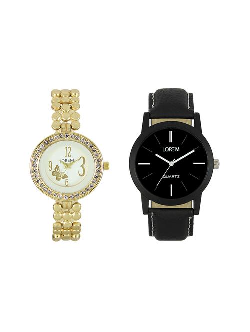 lorem leatherette strap analog watch combo - 13917196 - Very Small Image - 1
