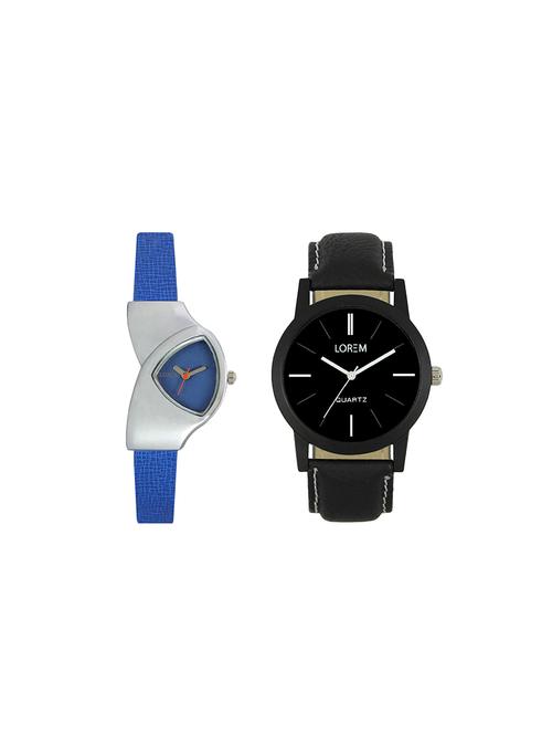 lorem leatherette strap analog watch combo - 13917201 - Very Small Image - 1
