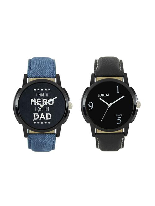 lorem leatherette strap analog watch combo - 13917202 - Very Small Image - 1
