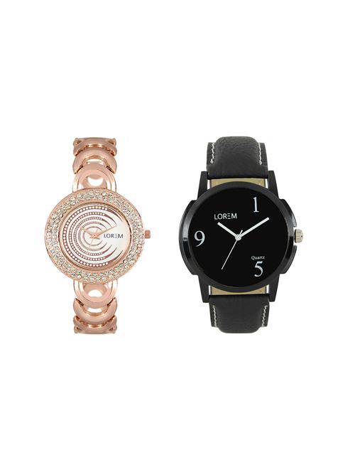 lorem leatherette strap analog watch combo - 13917205 - Very Small Image - 1