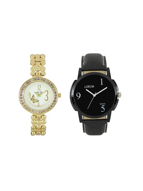 lorem leatherette strap analog watch combo - 13917206 - Very Small Image - 1