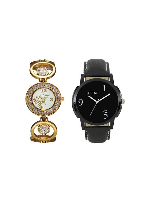 lorem leatherette strap analog watch combo - 13917207 - Very Small Image - 1