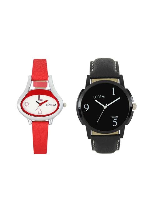lorem leatherette strap analog watch combo - 13917209 - Very Small Image - 1