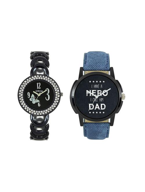 lorem leatherette strap analog watch combo - 13917213 - Very Small Image - 1