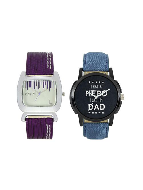 lorem leatherette strap analog watch combo - 13917220 - Very Small Image - 1
