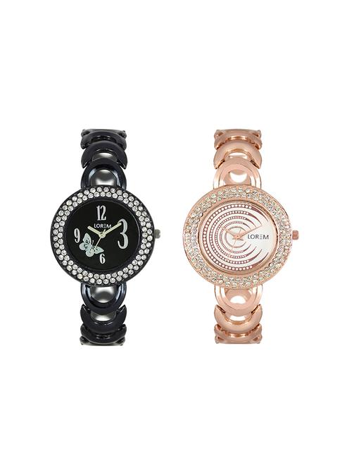 lorem leatherette strap analog watch combo - 13917229 - Very Small Image - 1