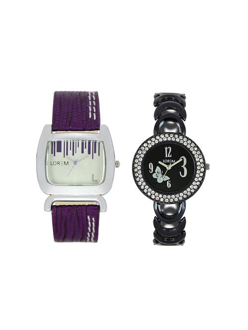 lorem leatherette strap analog watch combo - 13917234 - Very Small Image - 1