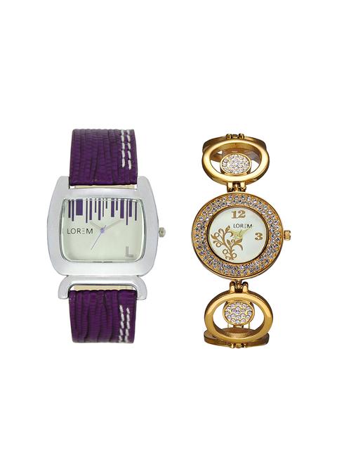 lorem analog men & women watch combo - 13917249 - Very Small Image - 1