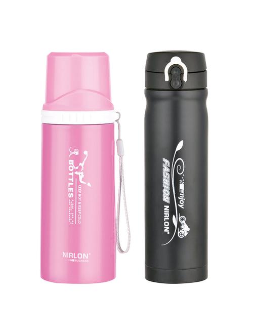 nirlon stainless steel set of 2 water bottle - 13917318 - Very Small Image - 1