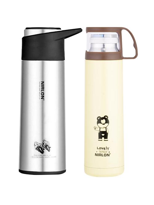 nirlon stainless steel stylish set of 2 water bottle - 13917330 - Very Small Image - 1